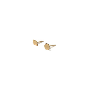 10K Solid Gold Earrings | Diamond Hexagon Shape Earrings | Mix and Match Earrings - A.pair Earrings_contemporary jewelry