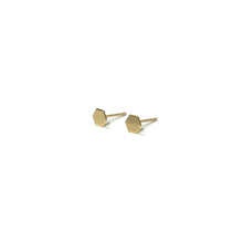 Load image into Gallery viewer, 10K Solid Gold Tiny Earrings | Hexagon Studs | Shape Earrings | Small Hexagon Studs - A.pair Earrings_contemporary jewelry