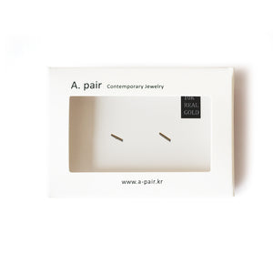 10K Solid Gold Tiny Earrings | 5mm Thin Line Bar Studs - A.pair Earrings_contemporary jewelry