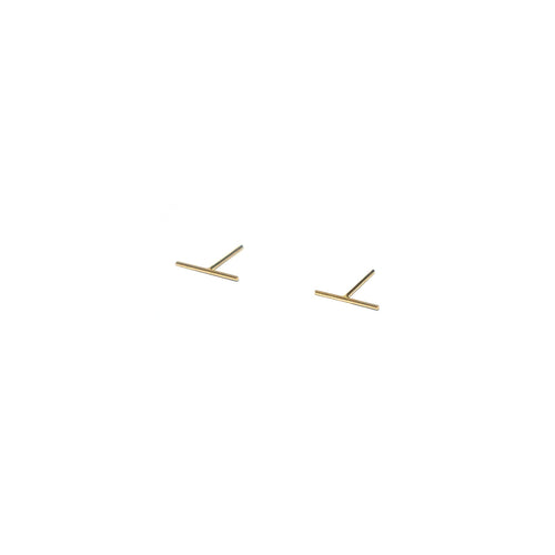 10K Solid Gold Tiny Earrings | 10mm Thin Line Bar Studs - A.pair Earrings_contemporary jewelry