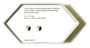 Enamel Leather Earrings _  3,4 colors _  silver, ivory, black - A.pair Earrings_contemporary jewelry