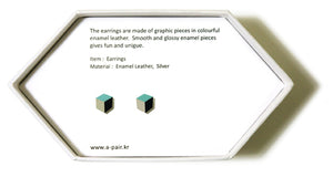 Enamel Leather Earrings _  3,4 colors _   mint, ivory, black - A.pair Earrings_contemporary jewelry