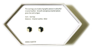 Enamel Leather Earrings _  3,4 colors _  gray, ivory, dark navy - A.pair Earrings_contemporary jewelry