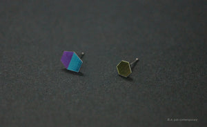 3D Earrings_ green, ivory, yellow, violet - A.pair Earrings_contemporary jewelry