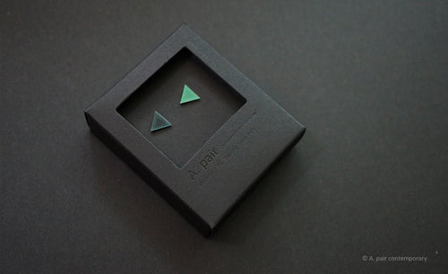 3D Earrings_ triangle / triangle _  blue / emerald - A.pair Earrings_contemporary jewelry