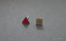 Load image into Gallery viewer, 3D Earrings_ triangle / square _  pink / gray - A.pair Earrings_contemporary jewelry