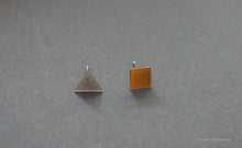 Load image into Gallery viewer, 3D Earrings_ triangle / square _  gray / yellow - A.pair Earrings_contemporary jewelry
