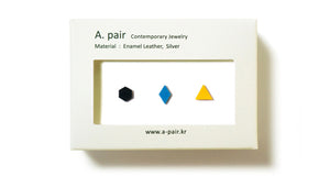 Enamel Leather Earrings _  set of 3 _  hexagon / diamond / triangle - A.pair Earrings_contemporary jewelry