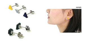 Enamel Leather Earrings _  set of 2 _ diamond / pentagon - A.pair Earrings_contemporary jewelry