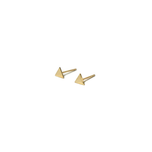 10K Solid Gold Tiny Earrings | Triangle Studs | Shape Earrings | Small Triangle - A.pair Earrings_contemporary jewelry