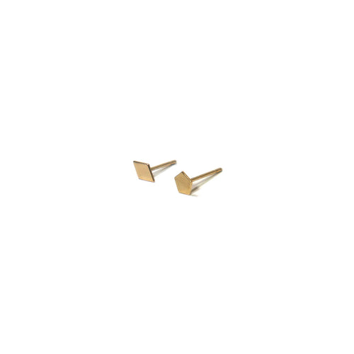 10K Solid Gold Earrings | Diamond Pentagon Shape Earrings | Mix and Match Earrings - A.pair Earrings_contemporary jewelry