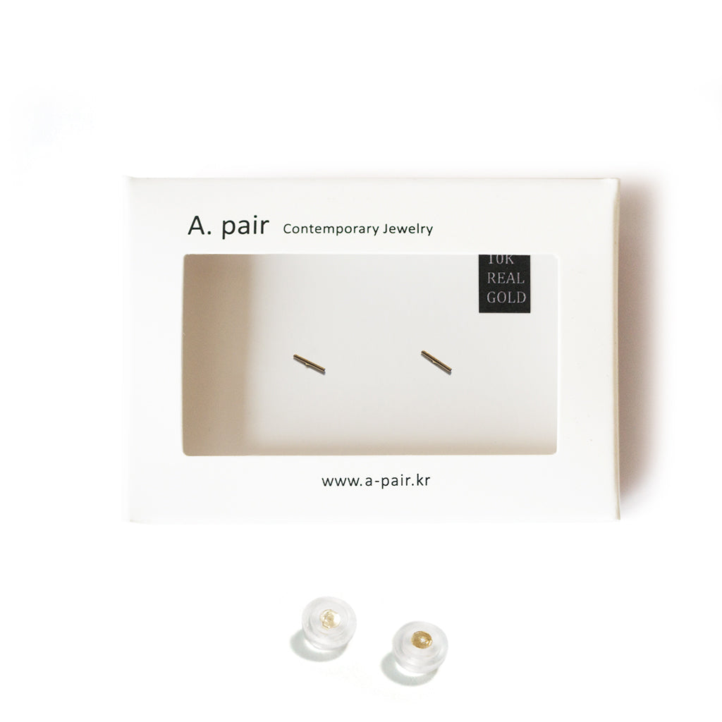 10K Solid Gold Tiny Earrings | 5mm Thin Line Bar Studs - A.pair Earrings_contemporary jewelry