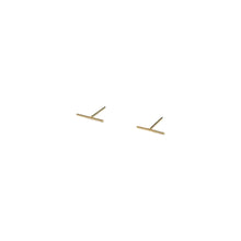 Load image into Gallery viewer, 10K Solid Gold Tiny Earrings | 10mm Thin Line Bar Studs - A.pair Earrings_contemporary jewelry