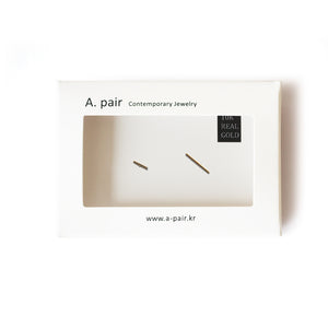 10K Solid Gold Tiny Earrings | 10mm Thin Line Bar Studs - A.pair Earrings_contemporary jewelry