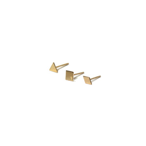 10K Solid Gold Earrings | Triangle Square Diamond Shape Earrings | Mix and Match Earrings - A.pair Earrings_contemporary jewelry