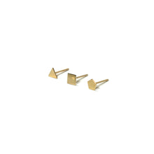 Load image into Gallery viewer, 10K Solid Gold Earrings | Triangle Square Pentagon Shape Earrings | Mix and Match Earrings - A.pair Earrings_contemporary jewelry