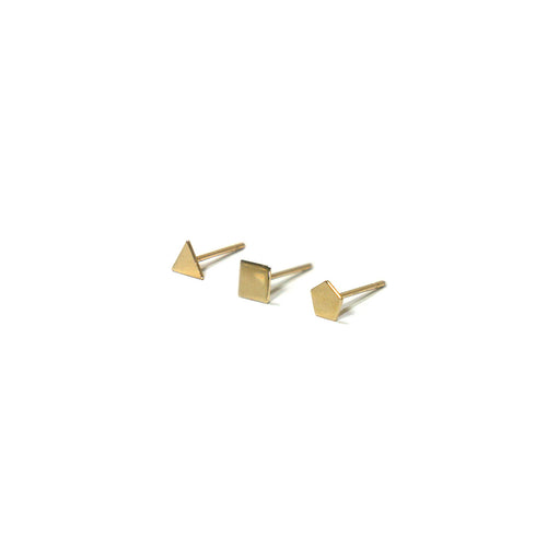 10K Solid Gold Earrings | Triangle Square Pentagon Shape Earrings | Mix and Match Earrings - A.pair Earrings_contemporary jewelry