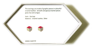 Enamel Leather Earrings _  3,4 colors _  pink, ivory, silver - A.pair Earrings_contemporary jewelry