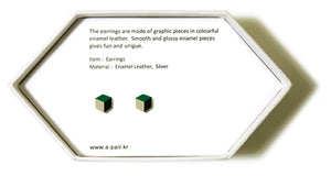 Enamel Leather Earrings _  3,4 colors _  green, ivory, black - A.pair Earrings_contemporary jewelry