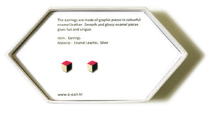 Enamel Leather Earrings _  3,4 colors _  pink, ivory, black - A.pair Earrings_contemporary jewelry