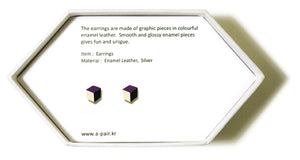 Enamel Leather Earrings _  3,4 colors _  violet, ivory, black - A.pair Earrings_contemporary jewelry