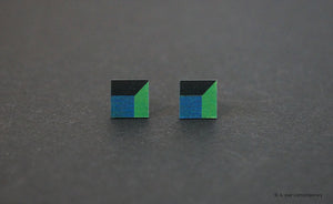 3D Earrings_ blue, green, black - A.pair Earrings_contemporary jewelry