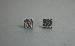 3D Earrings_ white line, black - A.pair Earrings_contemporary jewelry