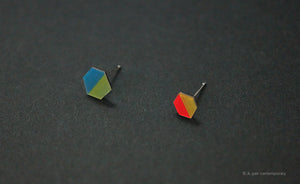 3D Earrings_ teal, yellow, orange - A.pair Earrings_contemporary jewelry