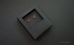 3D Earrings_ triangle / triangle _ pink / gray - A.pair Earrings_contemporary jewelry