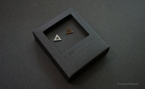 3D Earrings_ triangle / triangle _  gray / yellow - A.pair Earrings_contemporary jewelry