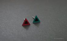 Load image into Gallery viewer, 3D Earrings_ triangle / triangle _  pink / blue - A.pair Earrings_contemporary jewelry