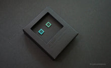 Load image into Gallery viewer, 3D Earrings_ square / square  _  blue / emerald - A.pair Earrings_contemporary jewelry