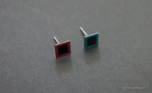3D Earrings_ square / square  _  pink / blue - A.pair Earrings_contemporary jewelry