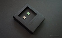 Load image into Gallery viewer, 3D Earrings_ square / square  _  gray / emerald - A.pair Earrings_contemporary jewelry