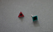 Load image into Gallery viewer, 3D Earrings_ triangle / square _  pink / blue - A.pair Earrings_contemporary jewelry