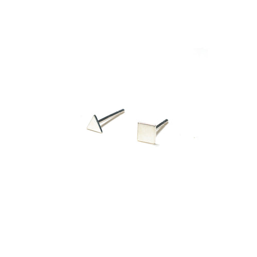 Sterling Silver Earrings | Triangle Square Shape Earrings | Mismatched Studs *Amazon - A.pair Earrings_contemporary jewelry