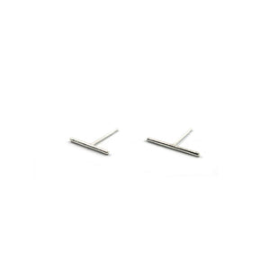 Sterling Silver Earrings, 12mm Thin Line Bar Studs