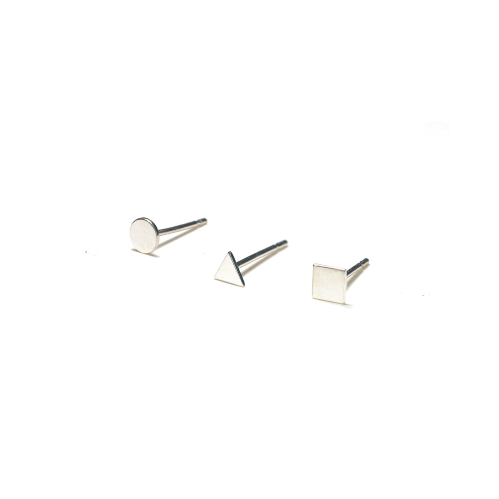 Sterling Silver Earrings | Circle Triangle Square Earrings | Mismatched Studs *Amazon - A.pair Earrings_contemporary jewelry