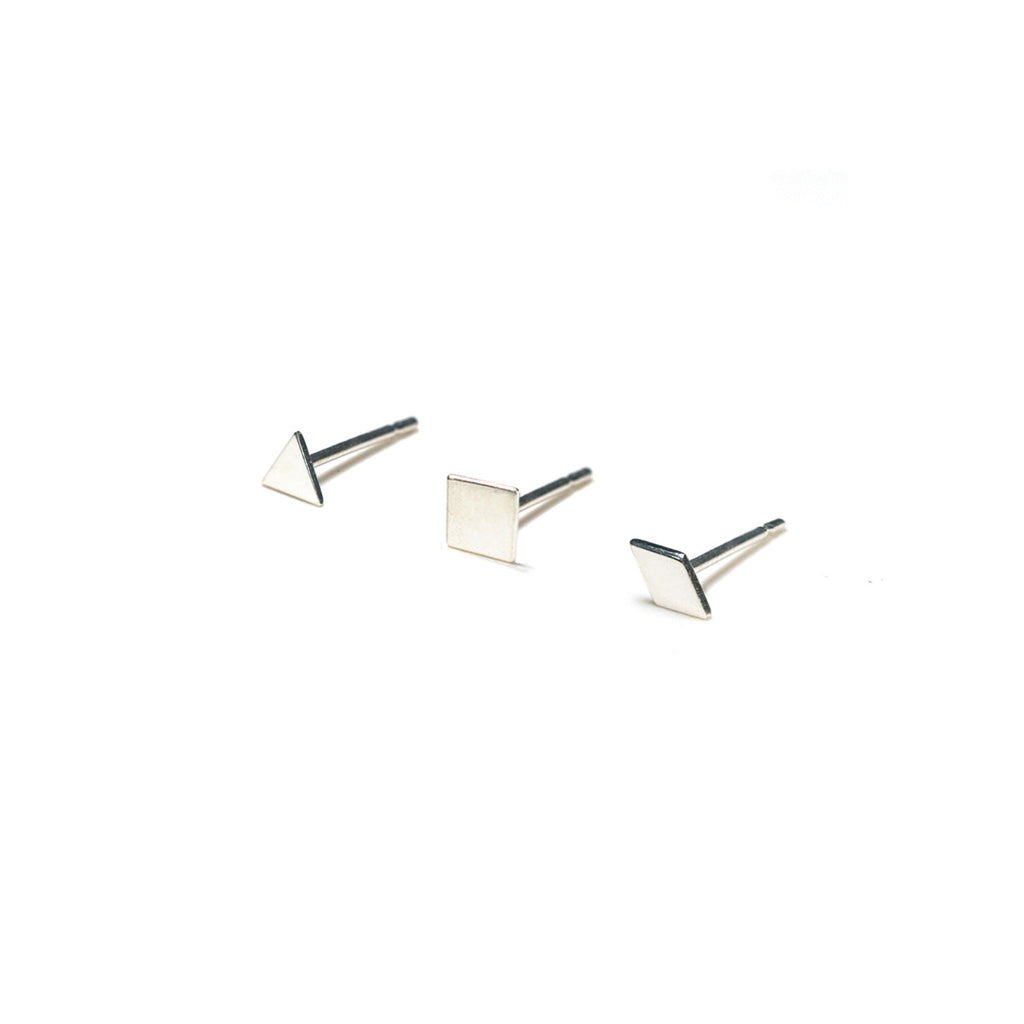 Sterling Silver Earrings | Triangle Square Diamond Shape Earrings | Mismatched Studs *Amazon - A.pair Earrings_contemporary jewelry