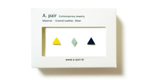 Enamel Leather Earrings _  set of 3 _  triangle / diamond / triangle - A.pair Earrings_contemporary jewelry