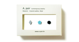 Enamel Leather Earrings _  set of 3 _  diamond / pentagon / hexagon - A.pair Earrings_contemporary jewelry