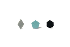 Enamel Leather Earrings _  set of 3 _  diamond / pentagon / hexagon - A.pair Earrings_contemporary jewelry