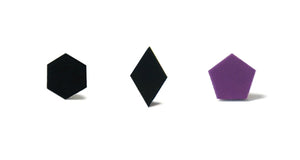 Enamel Leather Earrings _  set of 3 _  hexagon / diamond / pentagon - A.pair Earrings_contemporary jewelry