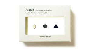 Enamel Leather Earrings _  set of 3 _  diamond  / hexagon / triangle - A.pair Earrings_contemporary jewelry