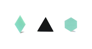 Enamel Leather Earrings _  set of 3 _  diamond  /  triangle / hexagon - A.pair Earrings_contemporary jewelry