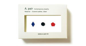 Enamel Leather Earrings _  set of 3 _  diamond / hexagon / pentagon - A.pair Earrings_contemporary jewelry