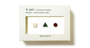 Enamel Leather Earrings _  set of 3 _  square / triangle / hexagon - A.pair Earrings_contemporary jewelry
