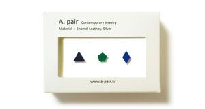 Enamel Leather Earrings _  set of 3 _ triangle / pentagon / diamond - A.pair Earrings_contemporary jewelry