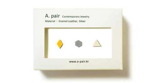 Enamel Leather Earrings _  set of 3 _  diamond / hexagon / triangle - A.pair Earrings_contemporary jewelry