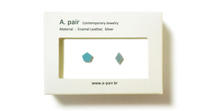 Enamel Leather Earrings _  set of 2 _ pentagon / diamond - A.pair Earrings_contemporary jewelry
